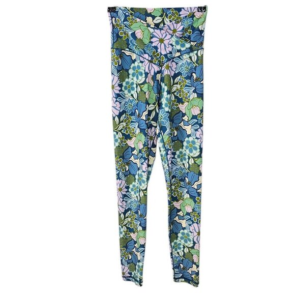 Aerie Real Me Crossover Waist 7/8 Leggings, Floral, Stretch, Size Medium - Picture 1 of 9